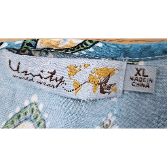 Unity World Wear Boho Ruffle Tiered Embroidered Flutter Sleeve Dress Women's XL - Picture 3 of 3